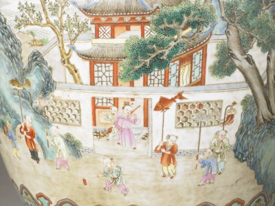 图片[3]-Green space pink baby drama pattern double dragon ear flasks-China Archive